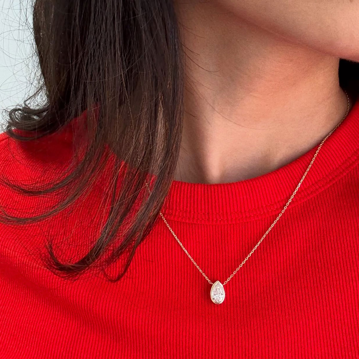 1‑4캐럿 페어 컷 베젤 세팅 모이사나이트 솔리테어 펜 - Bezels Set Pendant 리뷰 및 가격