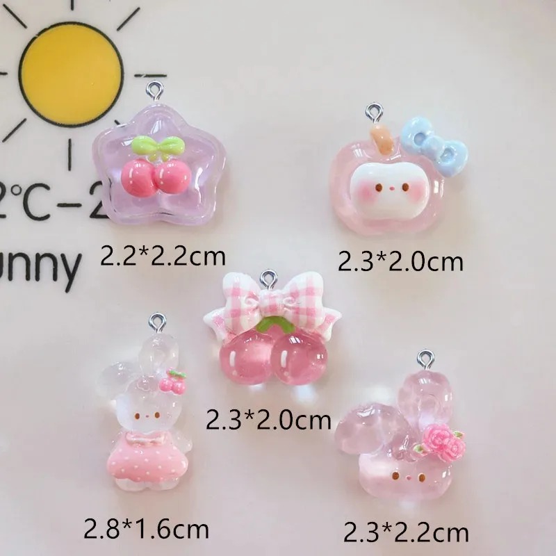 10Pcs 귀여운 체리 토끼 수지 참 장식품 카와이 만 - Resin Crafts Diy 리뷰 및 가격